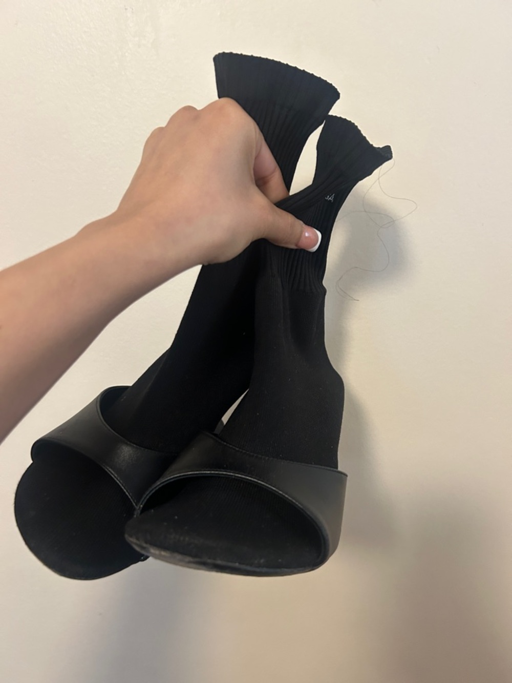 Balenciaga Black Sock-Style Open-Toe Mules